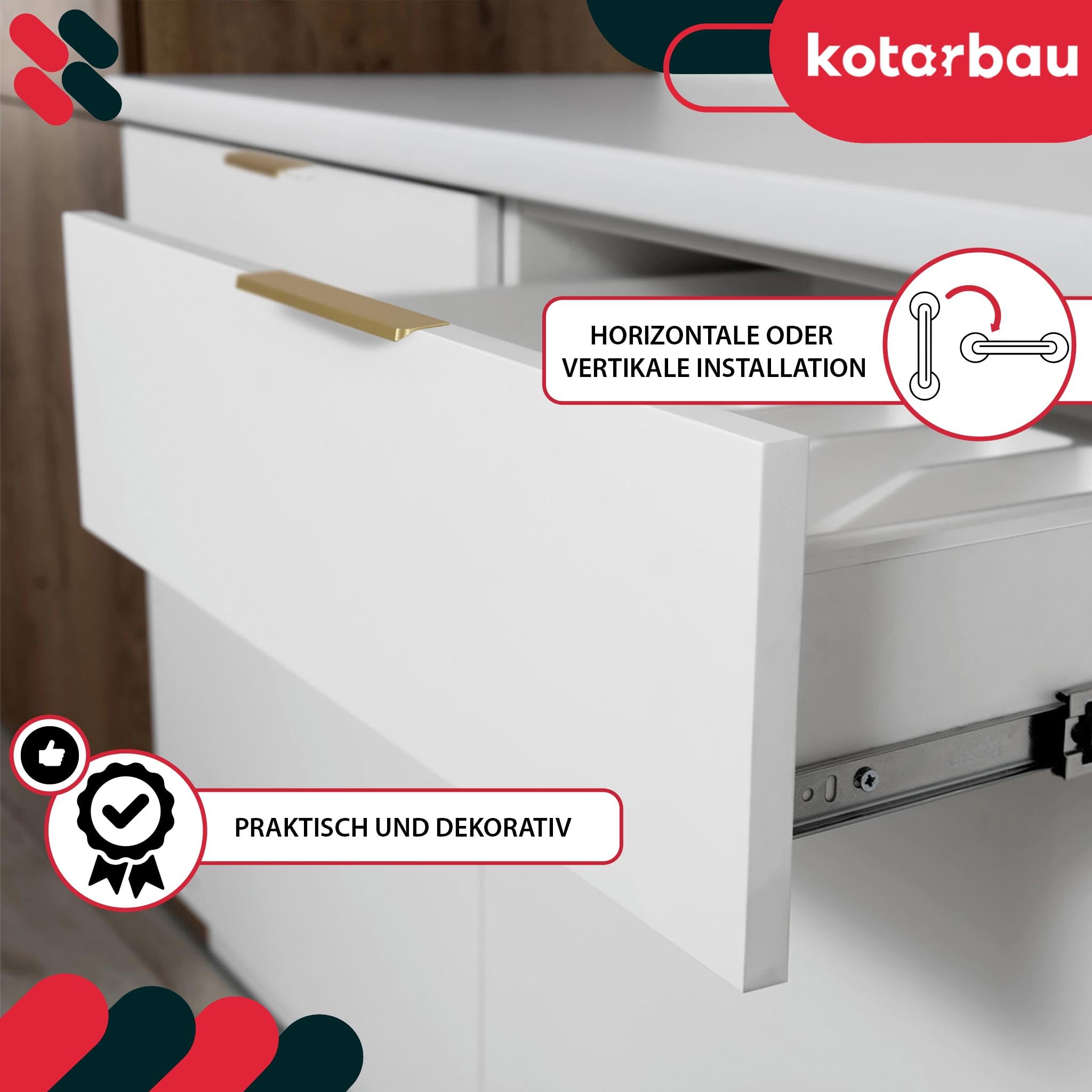 KOTARBAU® Tirador para muebles (148 mm), color dorado mate