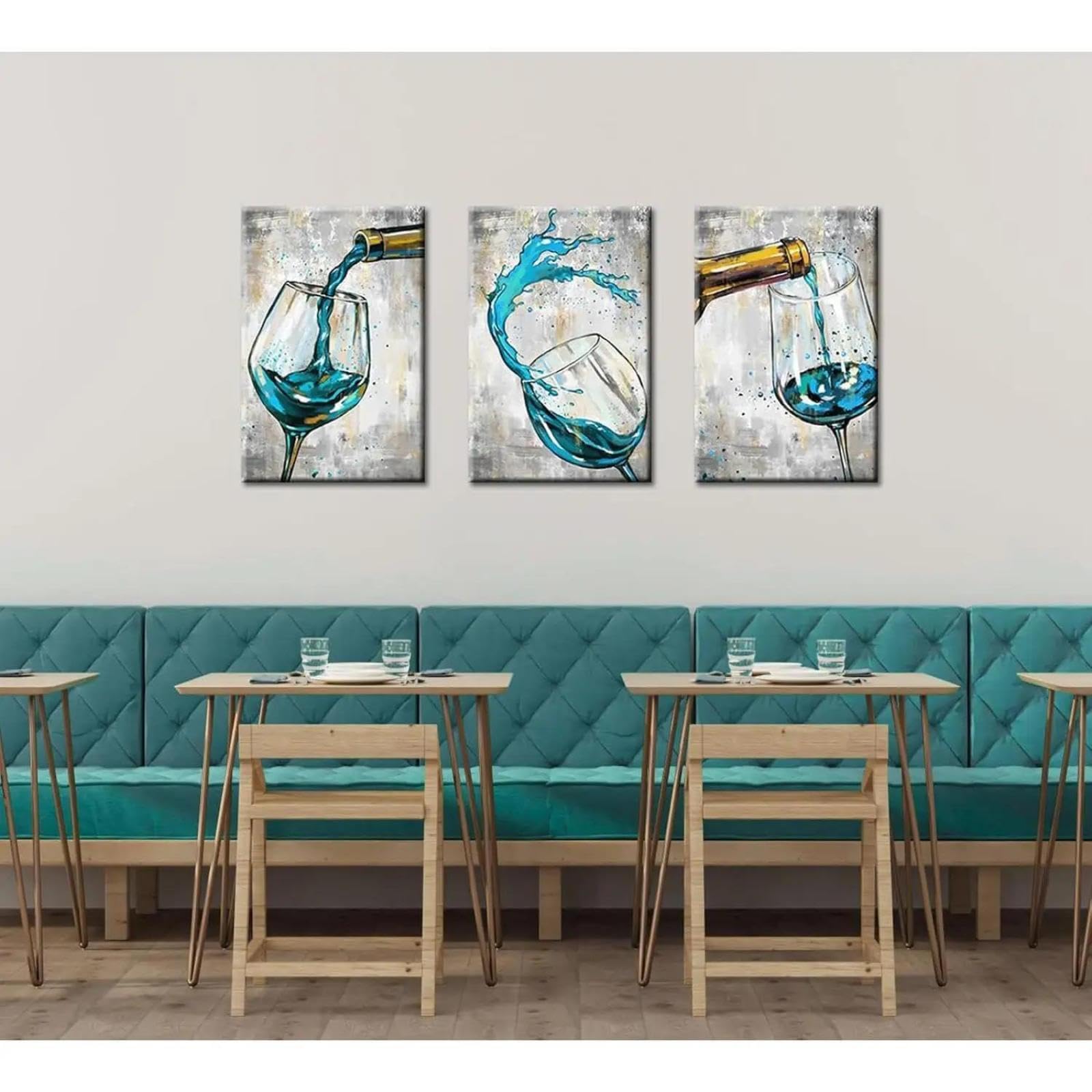 Yocheng 3pcs Wine, Bottle, Glass, Pouring, Splash-abstract Wall Decor, Suitable For Living 21x30cmx3 No Frame
