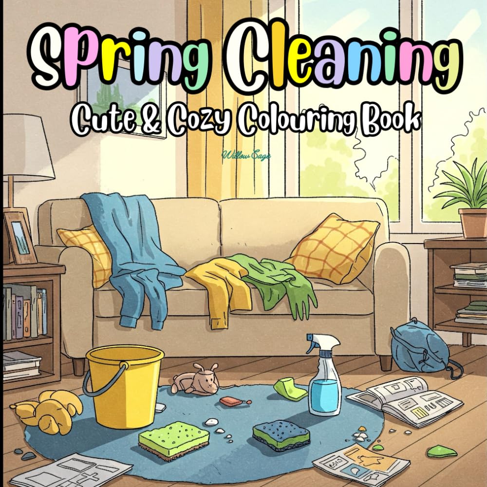 Spring Cleaning: A Cute and Cozy Colouring Book for Adults and Teens