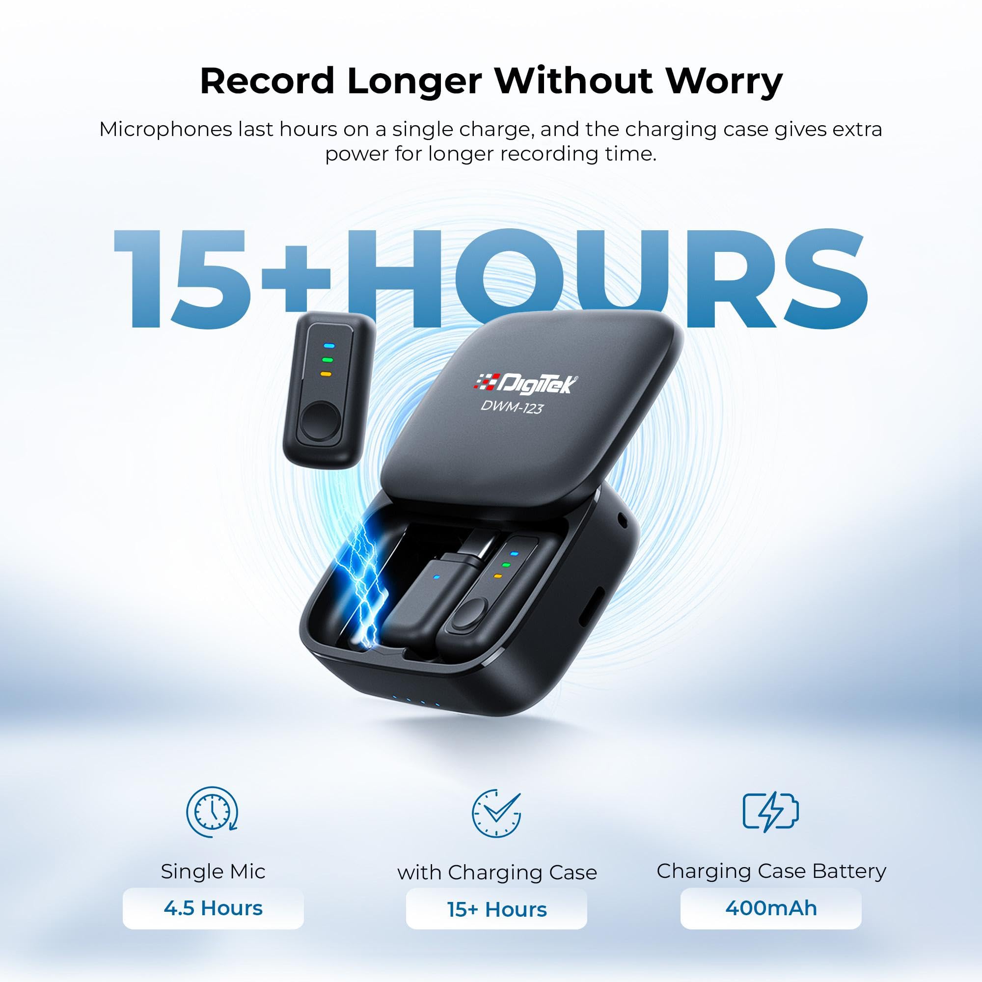 Digitek Wireless Microphone System - 2-in-1 with Charging Case -5 Digitek Wireless Microphone System - 2-in-1 with Charging Case -5