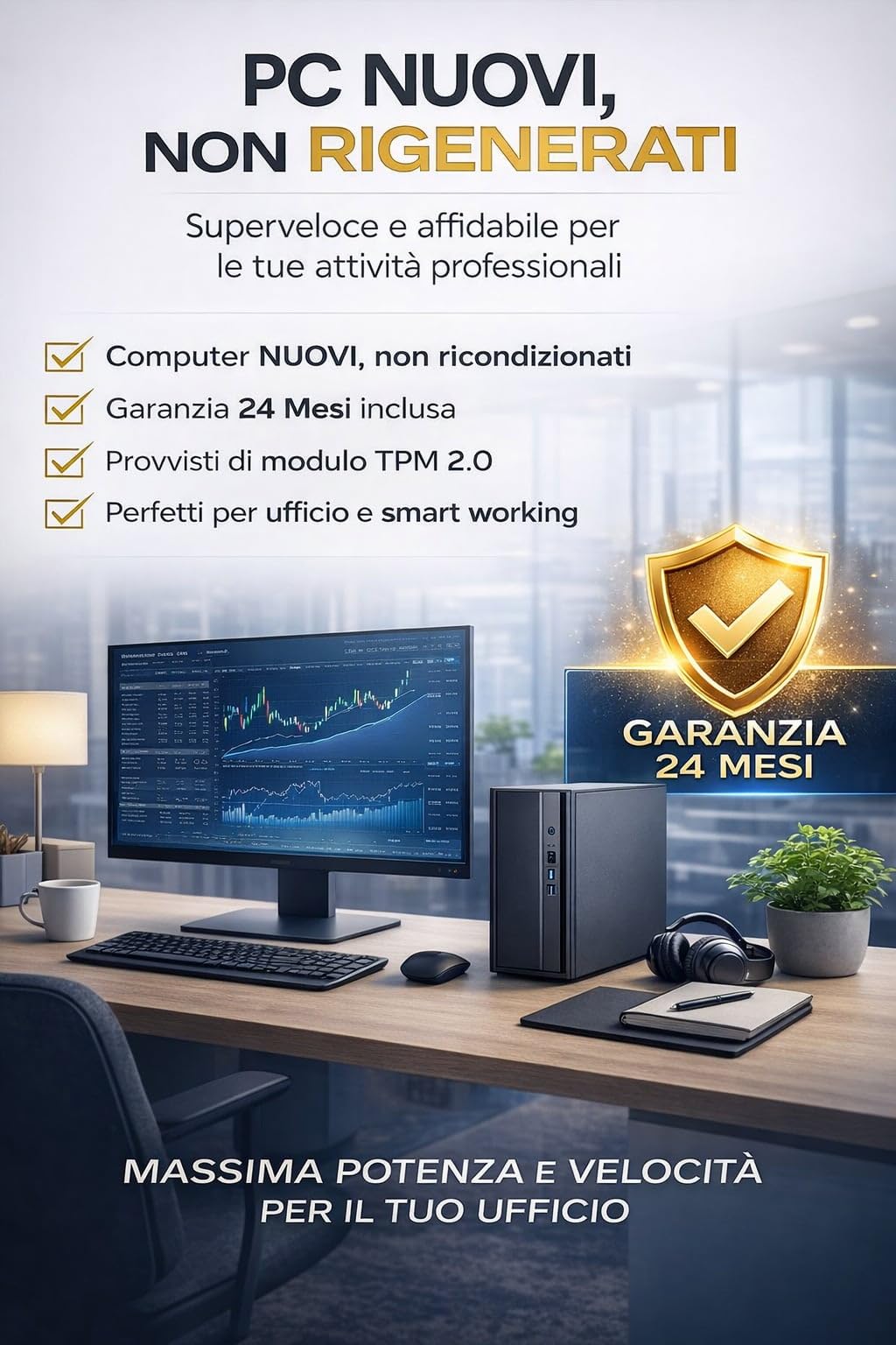 Golook PC Fisso Ufficio i7-12700 1TB SSD 16GB RAM - Alte Prestazioni, Ultra-Veloce, Pronto all'uso con W11 Pro - Computer Lavoro e SmartWorking
