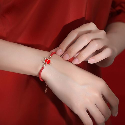 Miniatura 2 de TEMICO Pulsera de cuerda roja ajustable para mujer, 12 pulseras con dije de conejo de la suerte de año nuevo con animales del zodiaco chino 2023