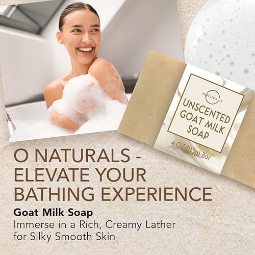 Miniatura 2 de O Naturals 3 piezas de jabón de leche de cabra con bolsa protectora de jabón - Sin fragancia, triple fresado, nutritivo, para piel sensible