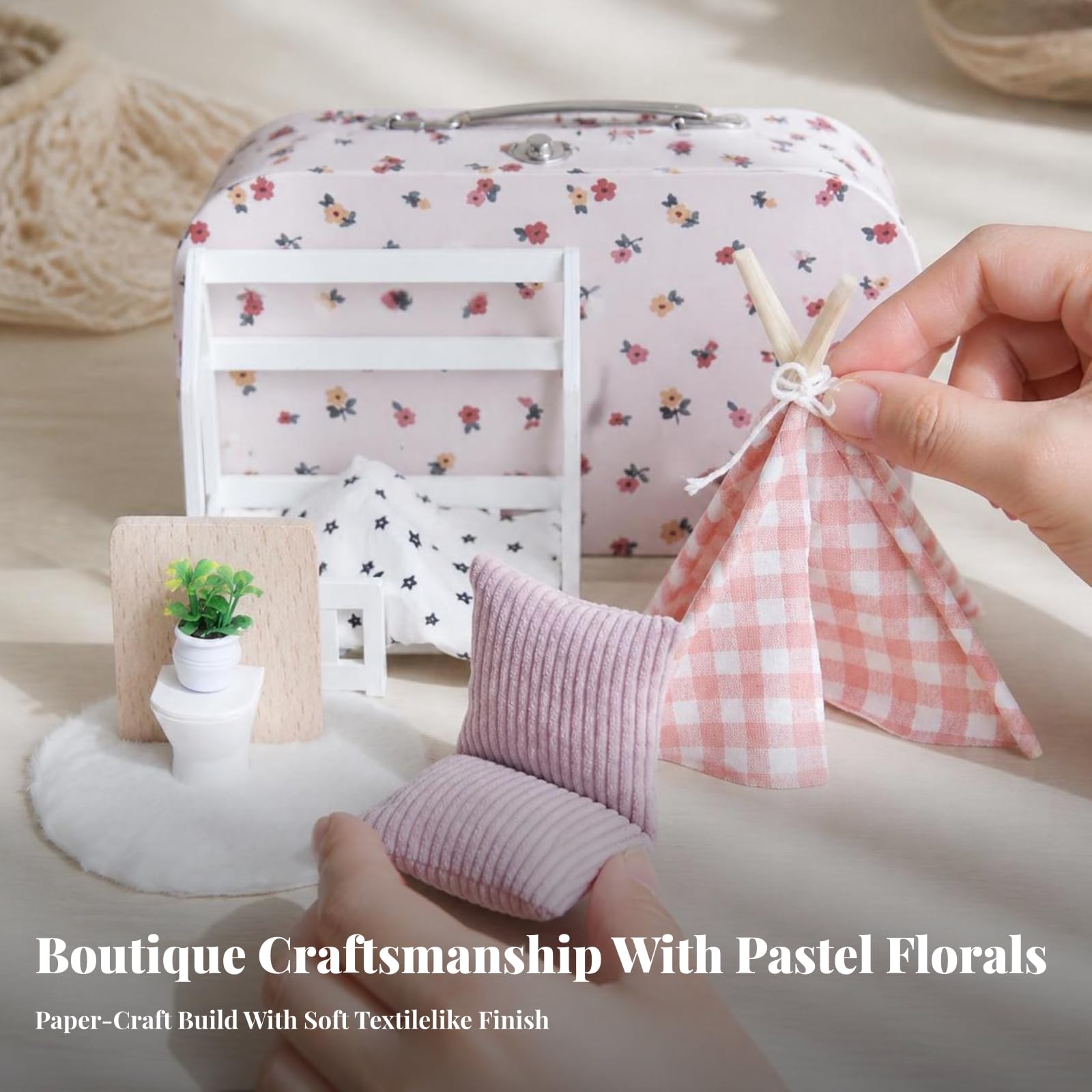 Mini Casa Delle Bambole Compatto | Scena in Miniatura, Realistico, Set Gioco con Valigetta, per Esposizione, Collezionisti