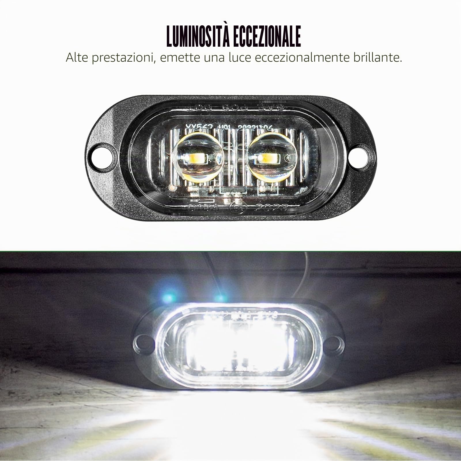 Catekro 10x Luci Ingombro LED 12V-24V, con 2 LED, Impermeabile, Bianco | Luci Ingombro Camper Ripetitori Laterali a Filo per Auto Indicatori Laterali Universali per Camion Furgone Roulotte Barche