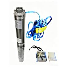 1HP 115V 8 Stage All Stainless Steel Deep Well Submersible Pump Max 207FT Head 33GPM High Flow Submersible Water Pump With External Control Box Thermal Protection Built-in Check Valve