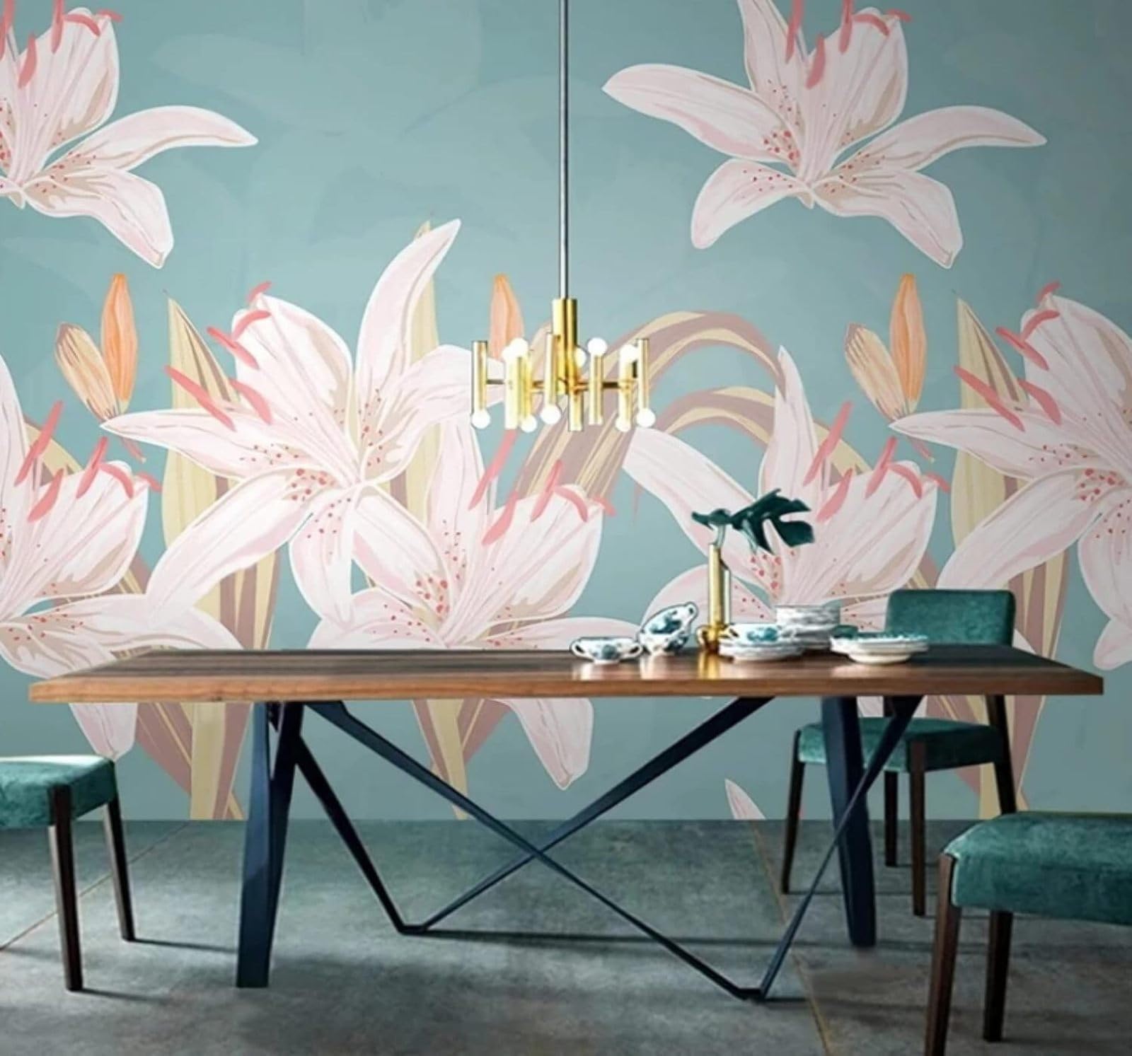 Fresh Three Dimensional Beautiful Pink Lily 3D Wallpaper Easy Install Feature Office Living Room Sofa Bedroom TV Background Wall Decoration-300cm×210cm