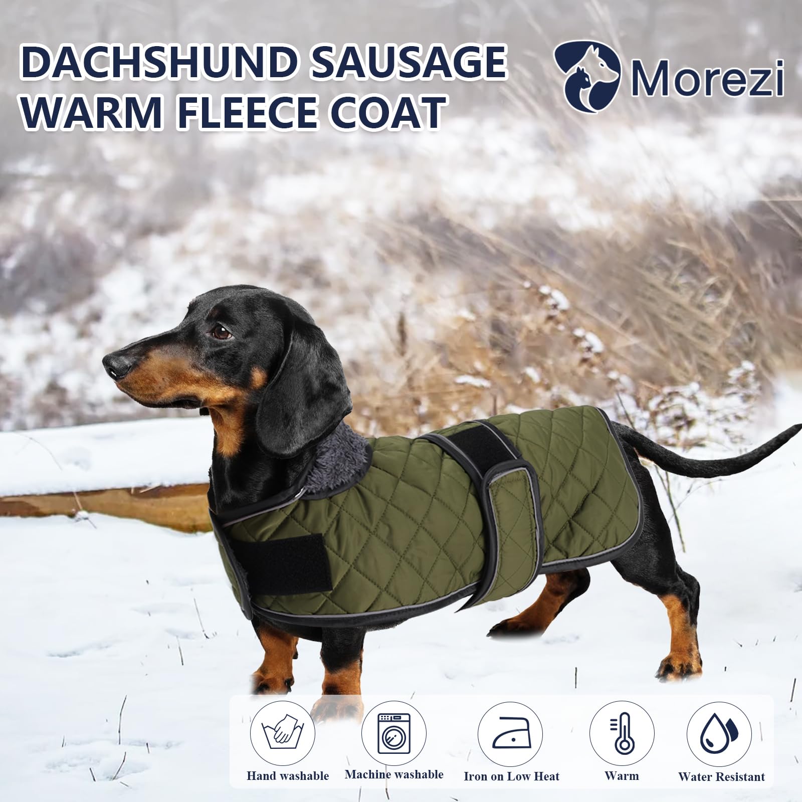 Dachshund coat dog coats for dachshunds dachshund winter jacket with padded fleece outdoor dog clothes with adjustable bands - Image 2