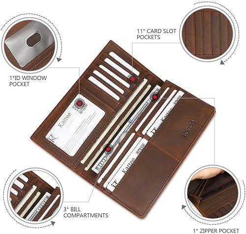 Vista 3 de Kattee cartera plegadiza clásica de cuero para hombre