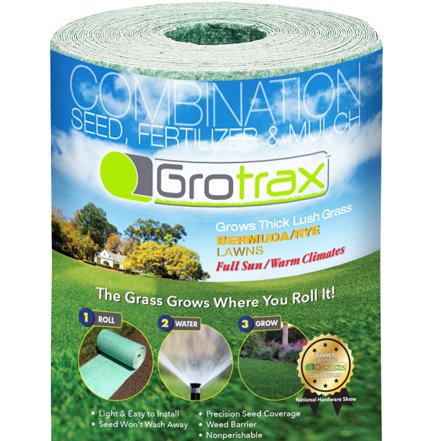 Buy Grotrax Biodegradable Grass Seed Mat 100 SQFT Bermuda Rye Grass
