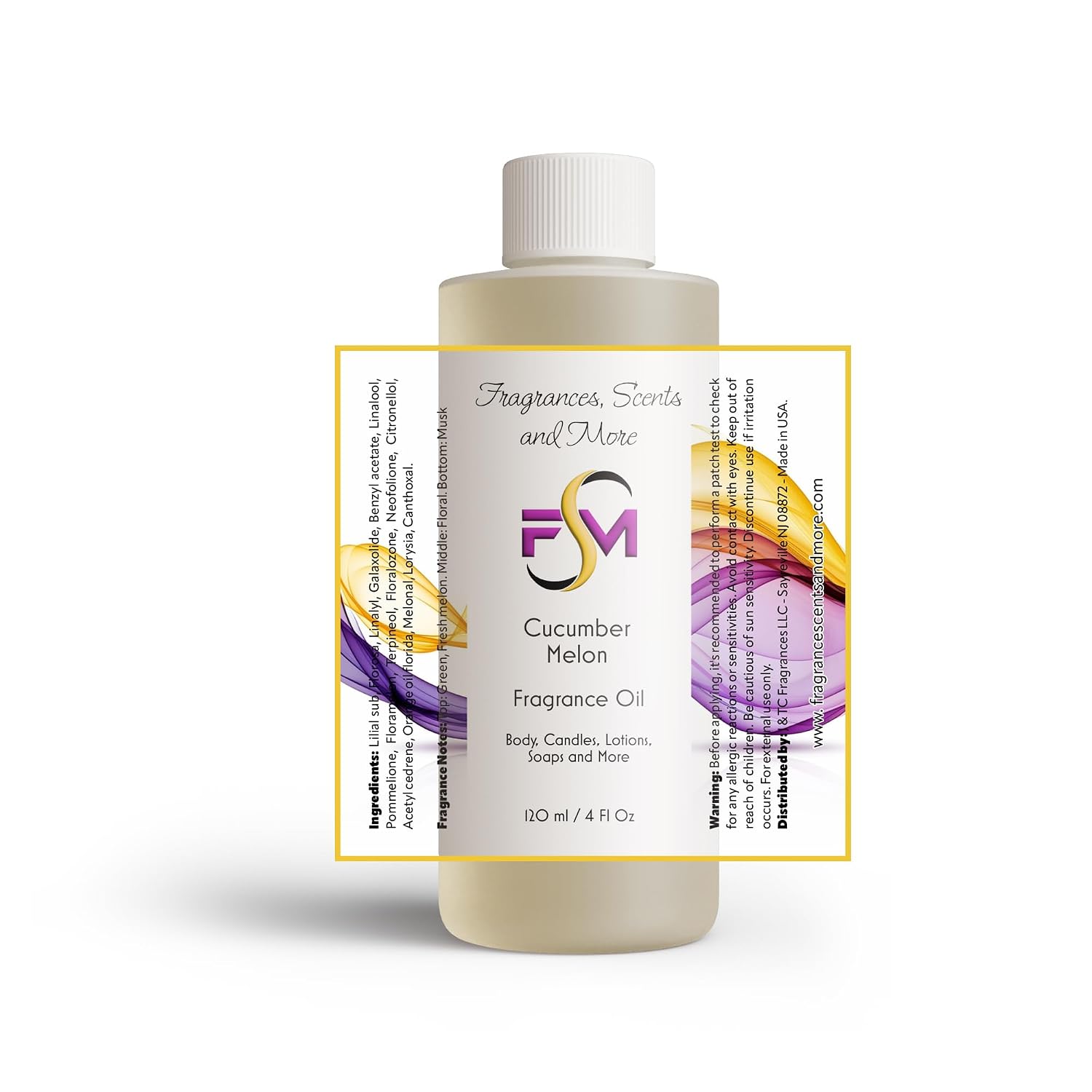 Cucumber Melon Fragrance Oil - 4 Fl Oz Plastic Bottle (120ml)