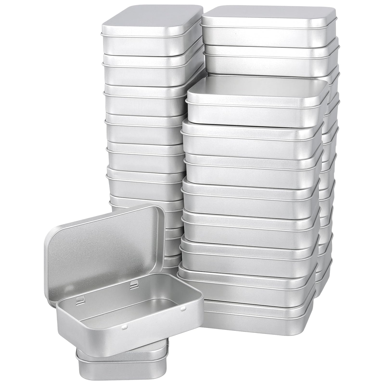 30 sztuk 94 x 61 x 20 mm srebrne pudełko na karty do gry z metalu, małe metalowe pudełko z pokrywką, blaszane pudełko na biżuterię, małe części