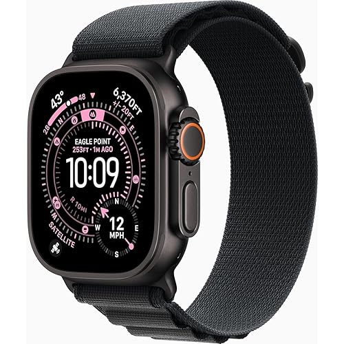 Apple Watch Ultra 3 [GPS + Cellular, 49mm] Black Titanium Case with Black Alpine Loop, Large (Renewed)