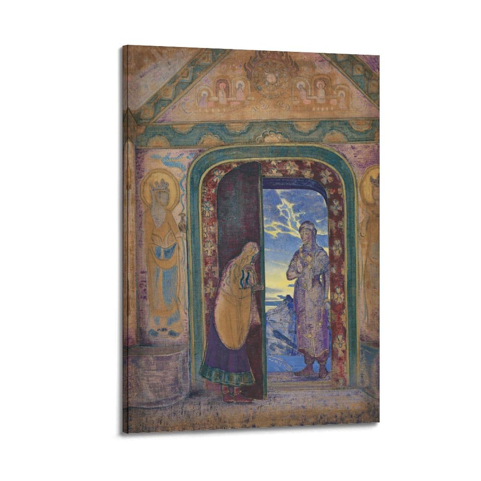 Drynda Frame-Style Nicholas Roerich Poster The Messenger Canvas Wall Art Prints Gifts Photo Picture Paintings Room Decor Home Decorative 08X12inch(20X30cm)