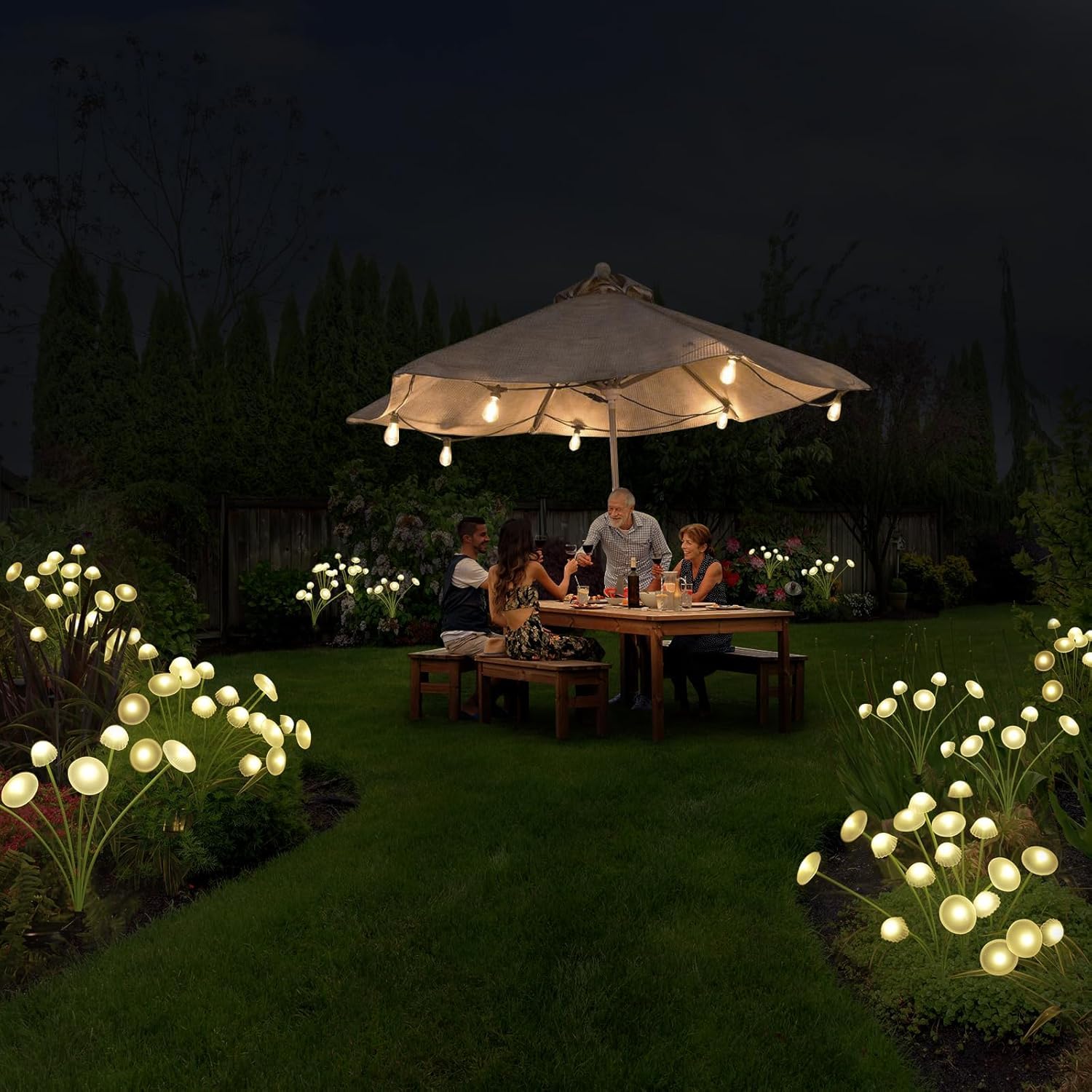Solar Garden Lights Warm White LED Solar Lights for Outside, Swaying Mushroom Lights Outdoor Decorative, Waterproof Light Decor for Yard,Lawn,Patio,Pathway Decoration (3)-image-23
