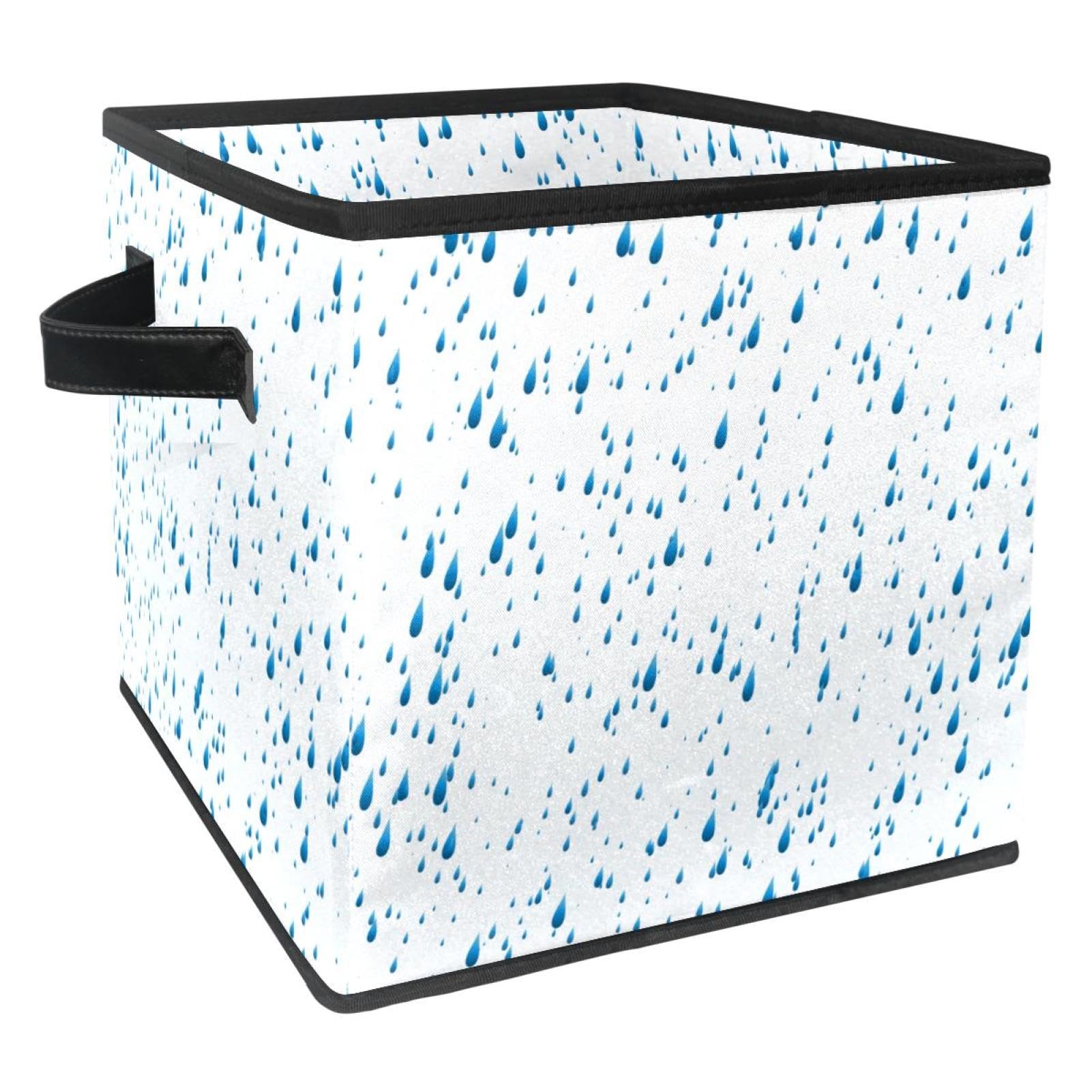Boîte de rangement cube pliable en tissu bleu avec poignées pour le placard