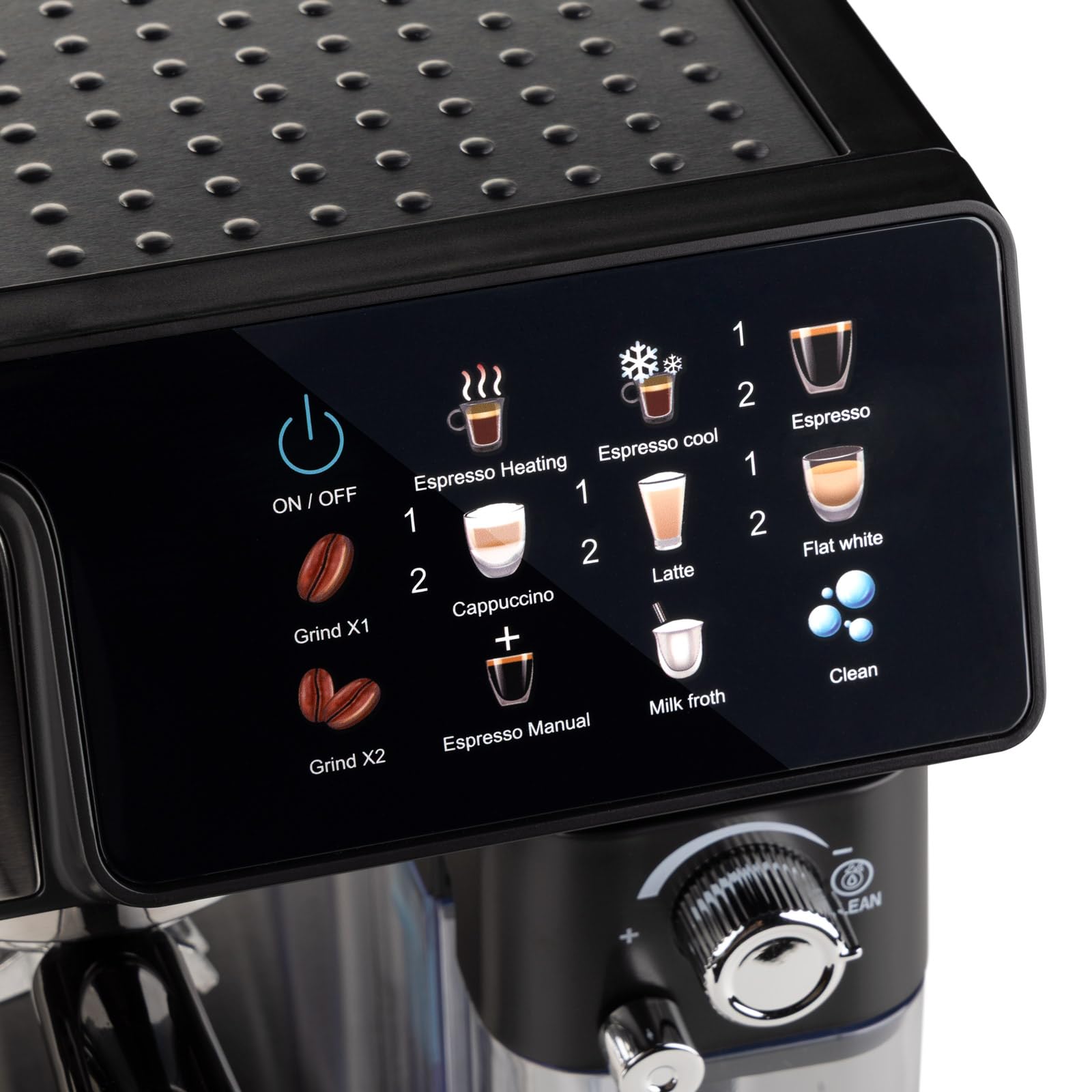 ROSMARINO W pełni automatyczny ekspres do kawy z młynkiem, pompa 20 bar, automatyczny spieniacz do mleka, Touch Control, zbiornik na wodę 2,6 l, espresso Cappuccino Latte, samoczyszczący, czarny
