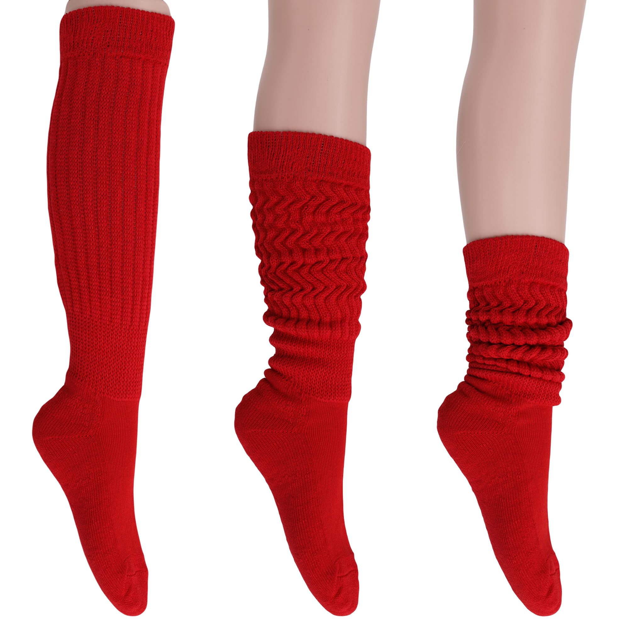AWS/American Made 2 Pairs Women's Slouchy Scrunch Knee-High Boot Socks for Casual Wear and Comfort