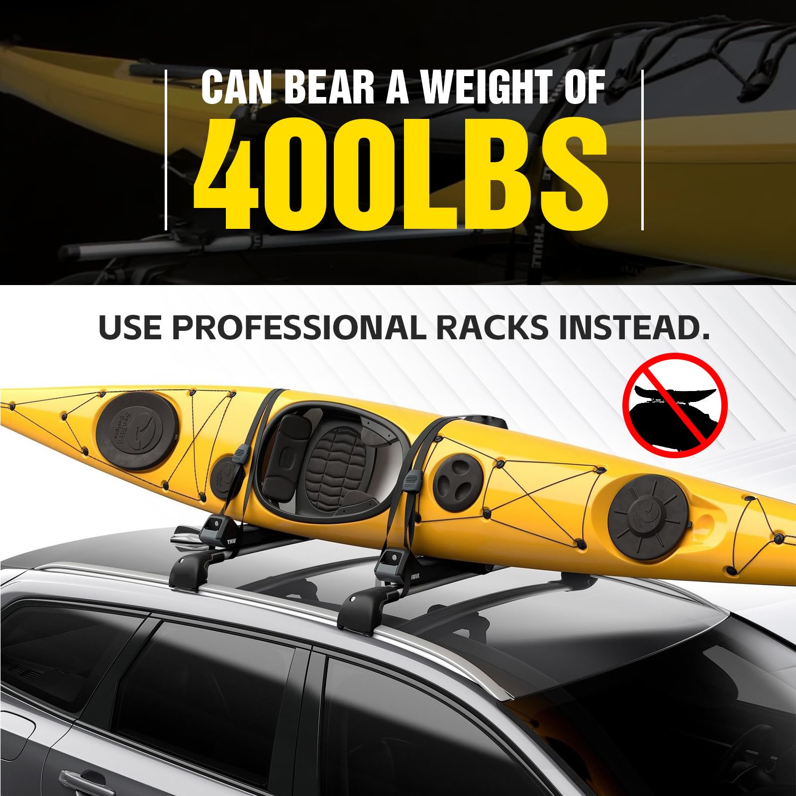 Heavy Duty 400 LBS Roof Rack Cross Bars Compatible with Flush & Raised Side Rails, Adjustable Crossbars Cargo Carrier Rooftop Luggage Fit Most SUVs Cars Vehicles