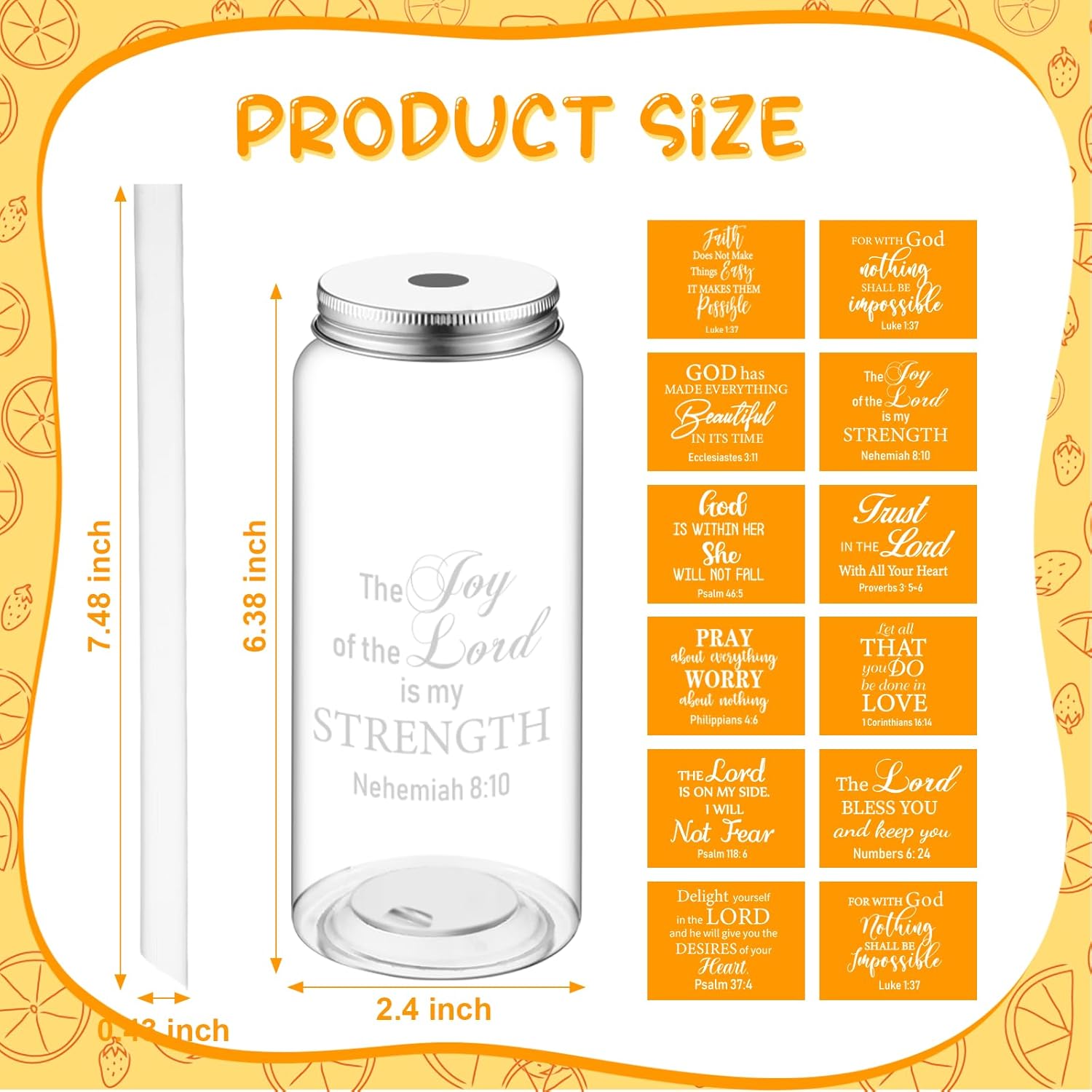 Pickmesh 24 Pcs Christian Tumbler Appreciation Gifts Religious Reusable Christmas 13.5 oz Plastic Cups Bulk with Straw and Lid Church Easter Cold Drink Bottle for Men Women Christmas(Christian) - Image 2