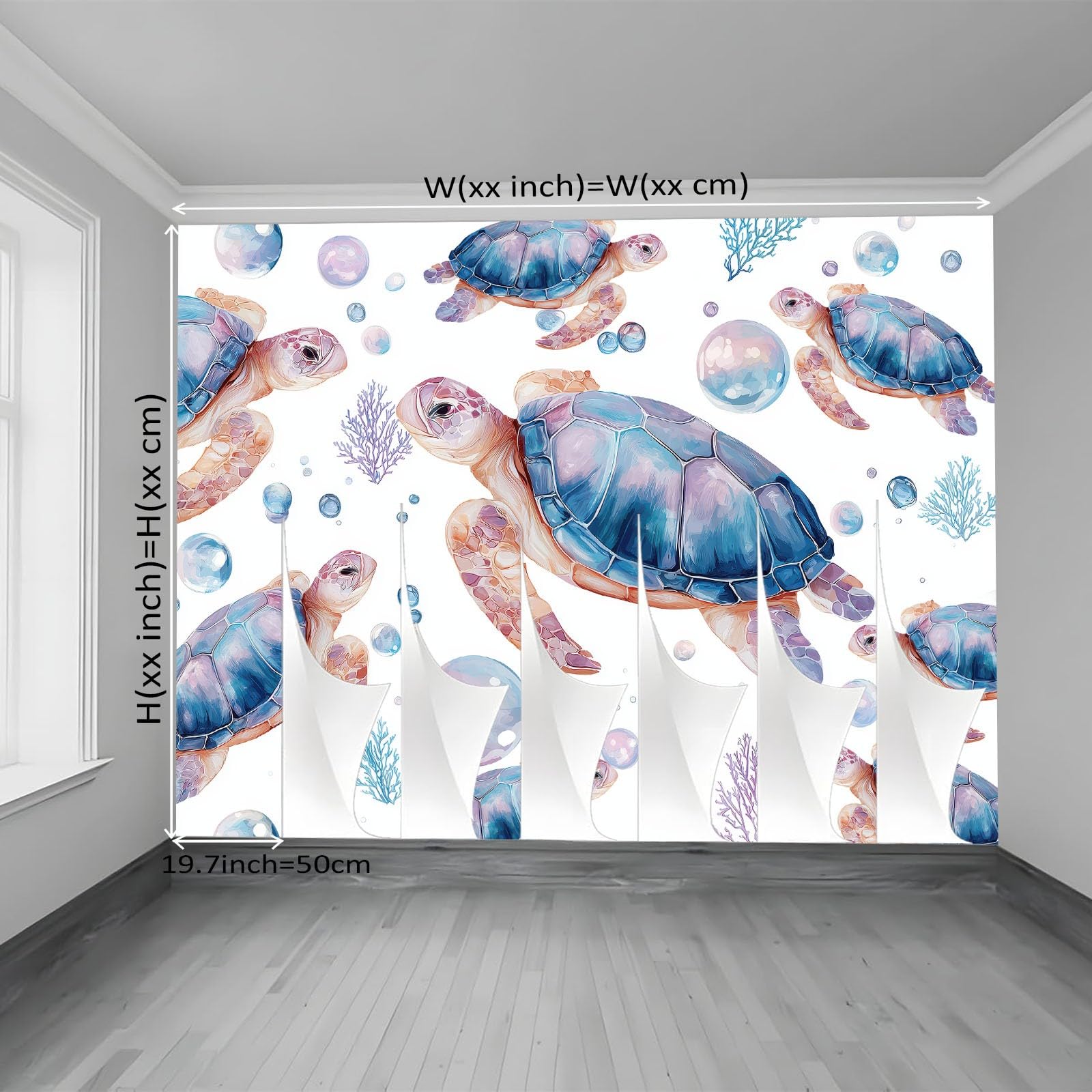 Tapeta 3D z włókniny akwarela żółw ocean 400 x 280 cm tapeta ścienna dekoracja ścienna do salonu sypialni niebieski