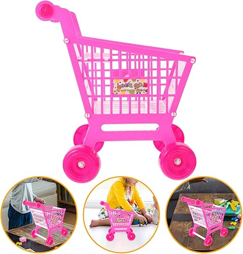 Miniatura 4 de Toyvian Mini carrito de compras carrito de supermercado, carrito de compras, carrito de almacenamiento, juguetes de simulación, soporte para