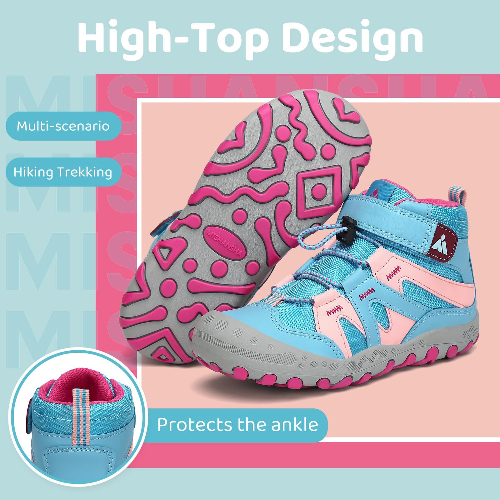Mishansha Kinder Wanderschuhe Trekkingschuhe Mädchen Jungen Leicht rutschfest Outdoorschuhe Turnschuhe Gr.24-38