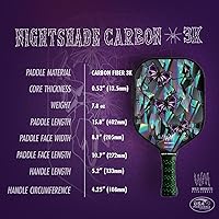 Vista 3 de Wild Monkeys "Nightshade Carbon 3K - Pala de pickleball de fibra de carbono de peso medio de cuerpo ancho