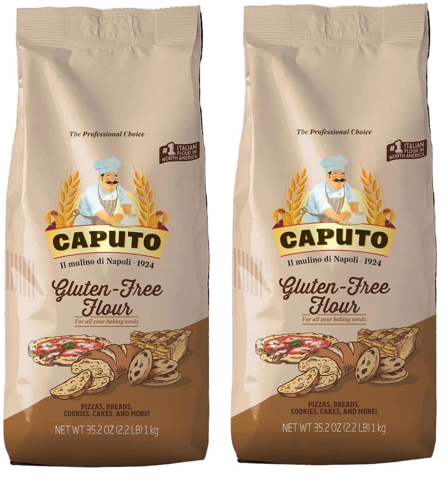 Antico Molino Napoli Antimo Caputo Pizza Flour, Gluten Free, 2.2 Pound (Pack of 2)