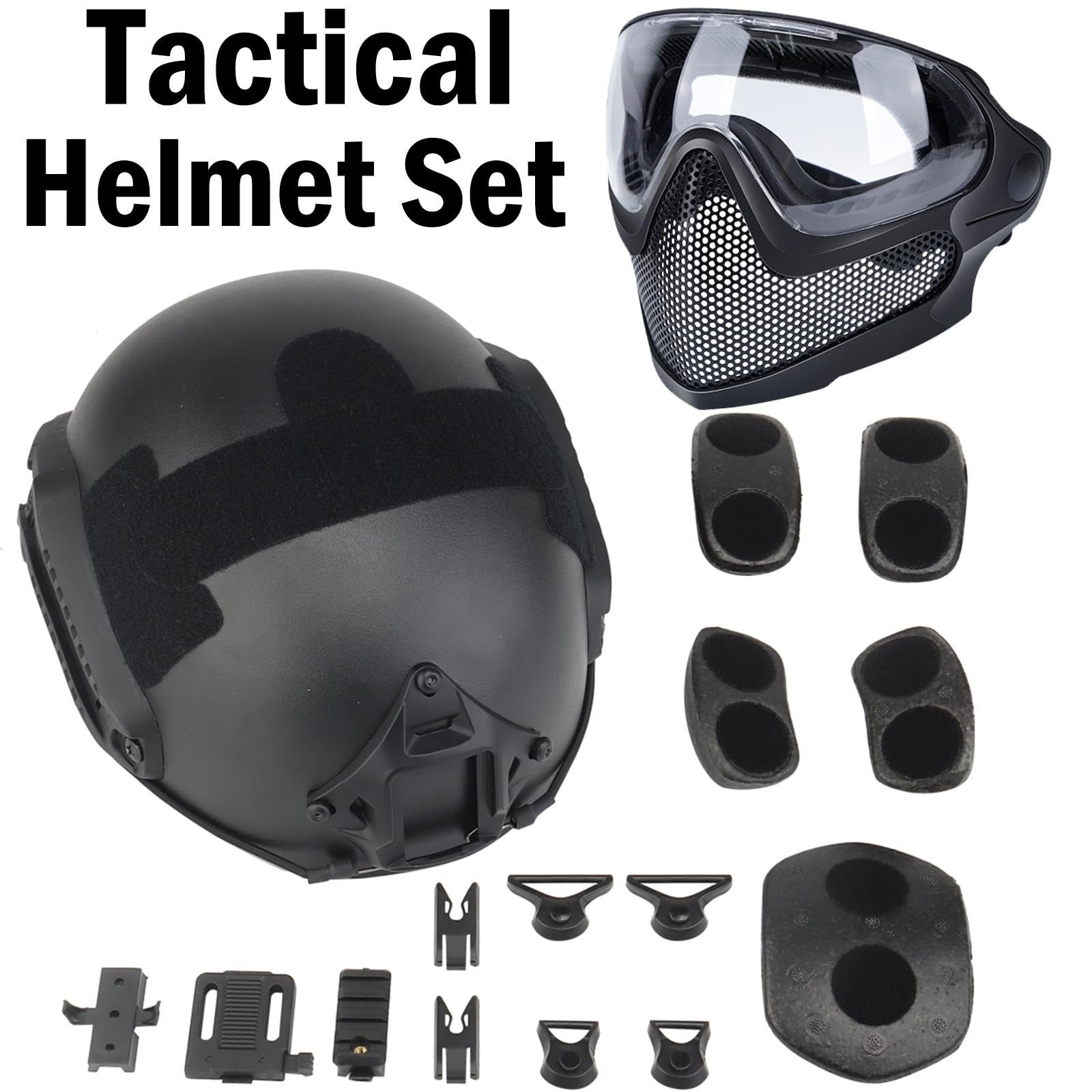 Casco Táctico con Máscara Protectora Transparente Que Cubre Todo el Rostro