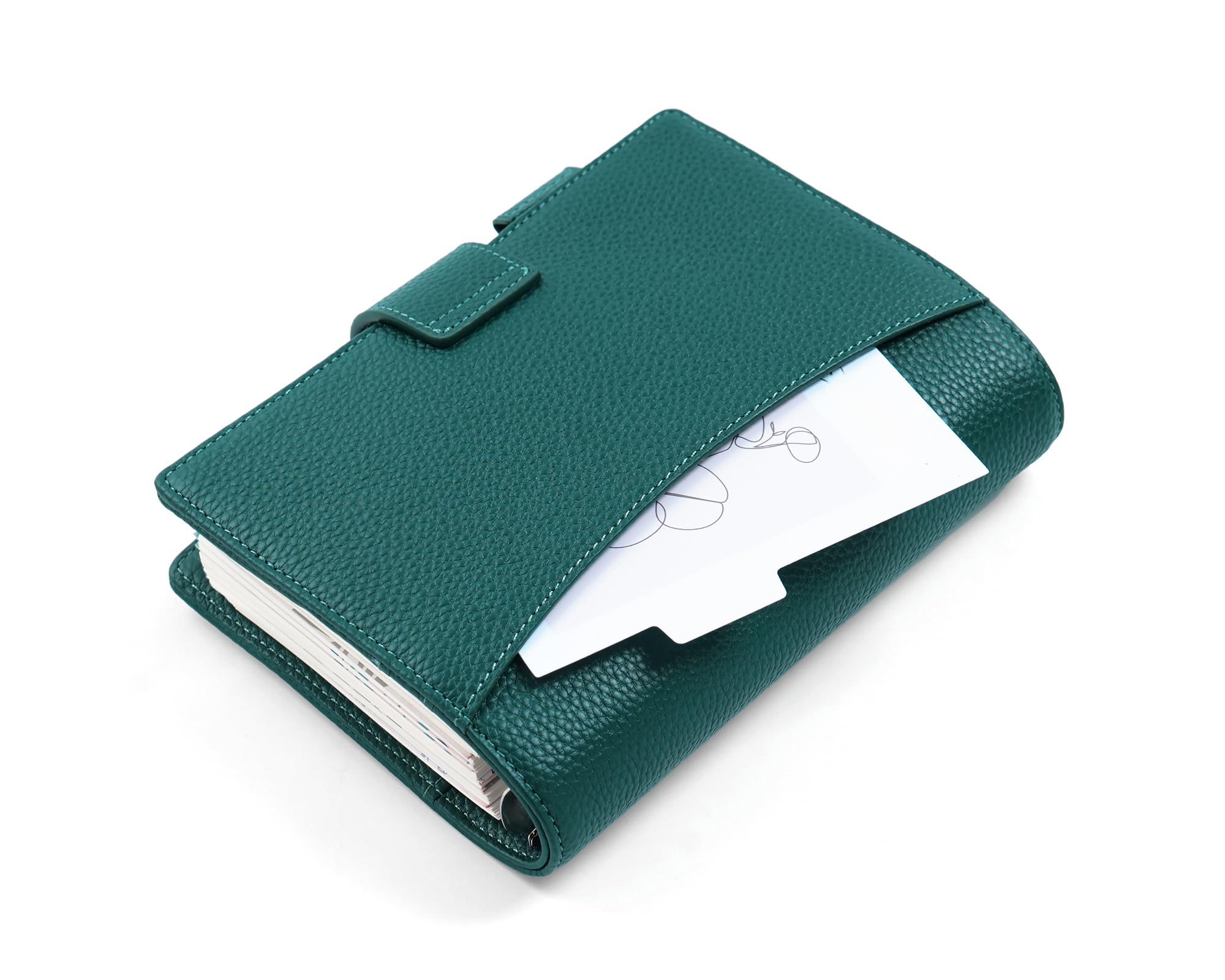 Moterm Elite Personal Rings Planer - Echtleder Ordner Organizer ohne großes Rückfach(Kiesel-Tiefes teal,25mm ring)