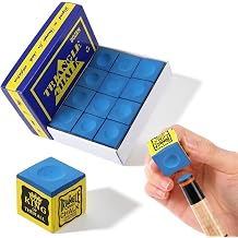 12Pack Pool Cue Chalk, Billiard Chalk Cubes Blue for Snooker, Standard Pool Table Accessories and Billiard Supply Set