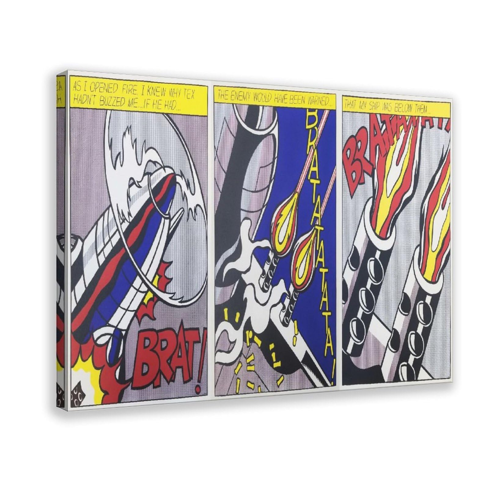 WCYB Illustrations Print As I Opened Fire by Roy Lichtenstein Posters Prints Canvas Deco Paintings Wall Art Frame 24" L X 36" W
