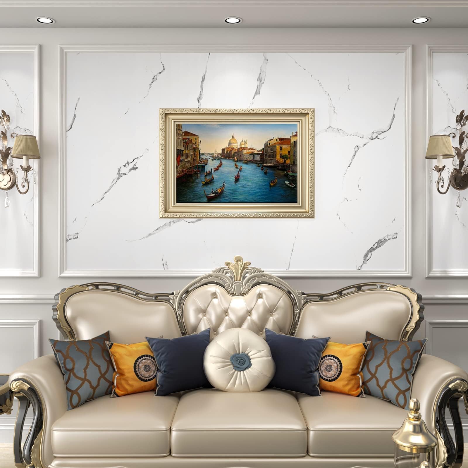 Stickyart Papel Pintado Autoadhesivo Cocina Vinilo Encimera Cocina Mármol Blanco 90cmX400cm Vinilo Adhesivo Muebles Matt Impermeable Vinilos Adhesivo para Encimera de Baño Vinilos de Pared Decorativo