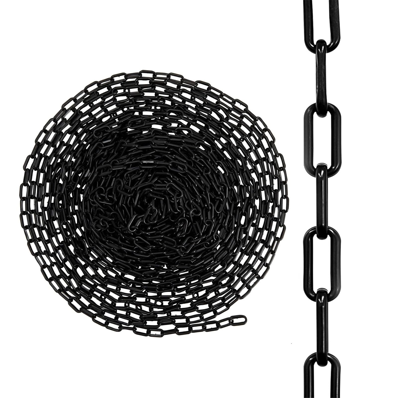 Catena di Sicurezza in Plastica - Filo Metallico da 5M x 6mm per Recinzione e Controllo del Traffico, Nero
