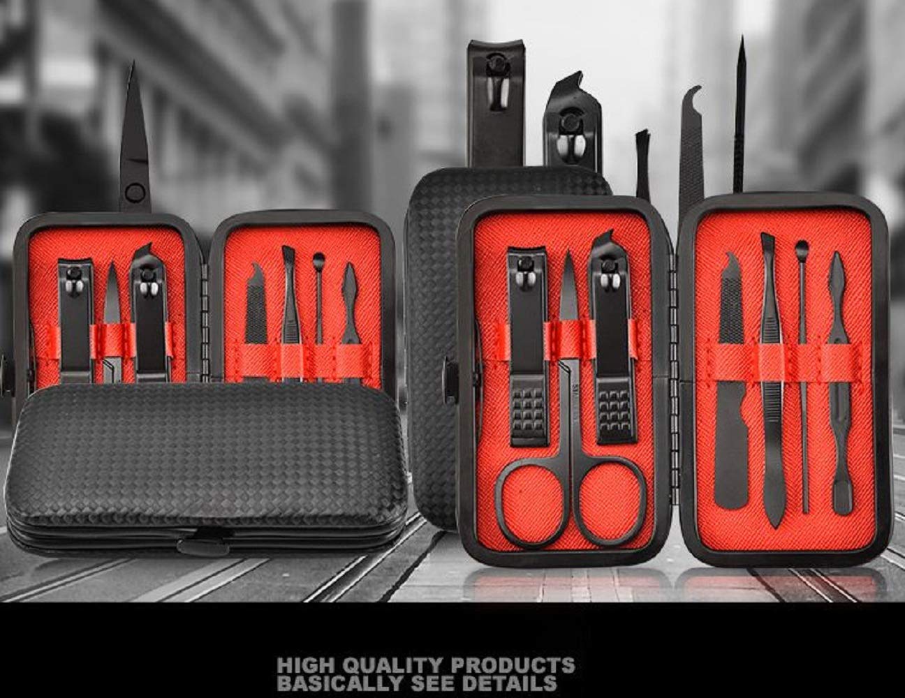 Nail Clipper Set Manicure Set Black Stainless Steel Fingernails & Toenails Clippers 7 pcs Nail clippers Pedicure Kit Nail Scissors Grooming Kit with Leather Travel Case (7 Black) : Beauty & Personal Care