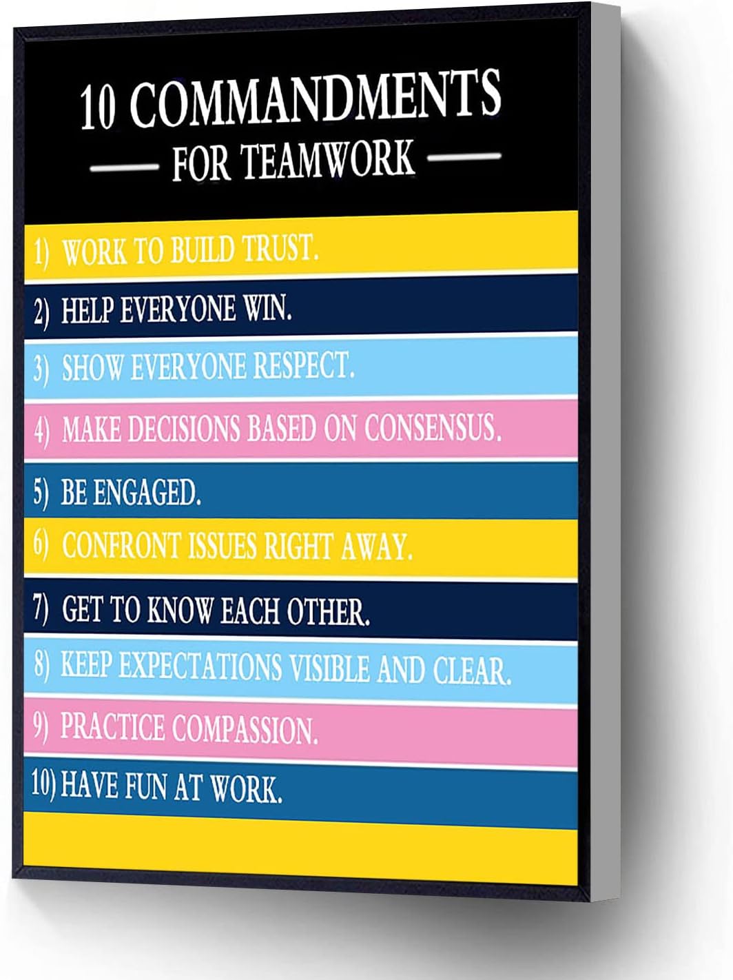 RCVTVPV TeamWork Quote Canvas Wall Art 10 Commandments