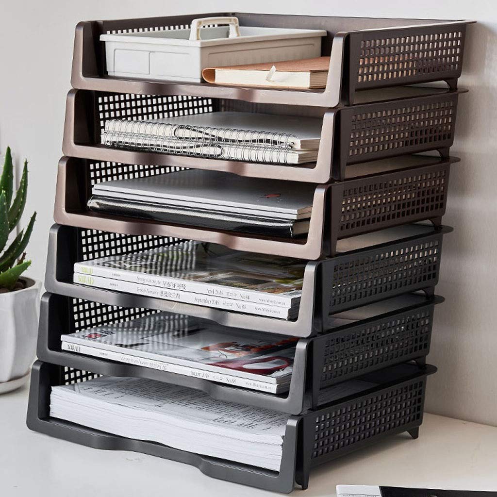 Stapelbare Büro-Briefablagen, Datenbox for den Schreibtisch im Büro, Aktenablage aus Kunststoff, A4-Papieraufbewahrungsbox, multifunktionale Aktenablage, Bürobedarf kann gestapelt werden (3 Packungen)
