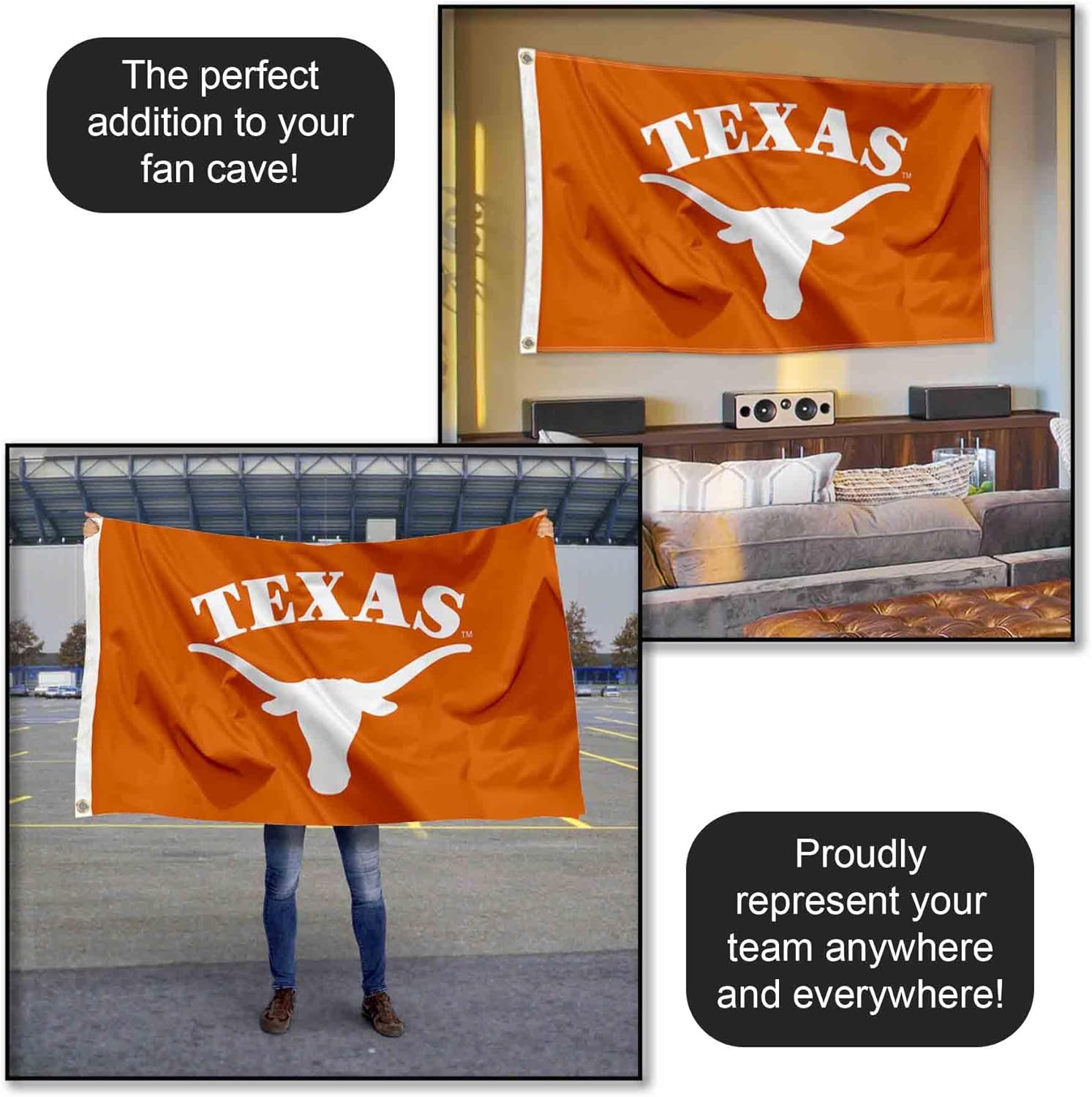 College Flags & Banners Co. UT Texas Longhorns University Large College Flag - Image 5
