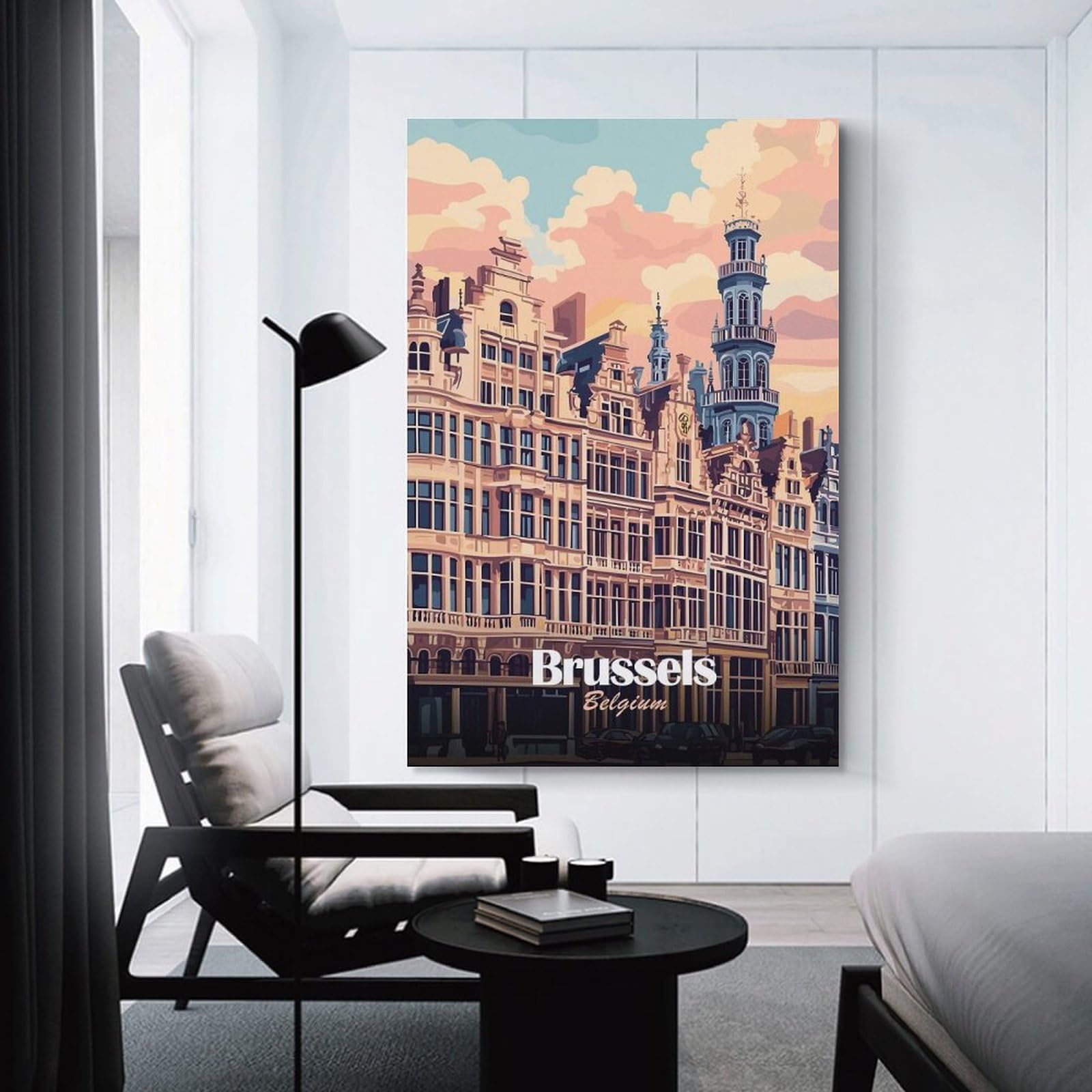 Junmoney Canvas Wall Decor Brussels, Belgium Cityscape Art(2), 20x30inch(50x75cm), for Restful Interiors, Bedrooms Or Small Rooms, Canvas Wall Decor for Personal Spaces