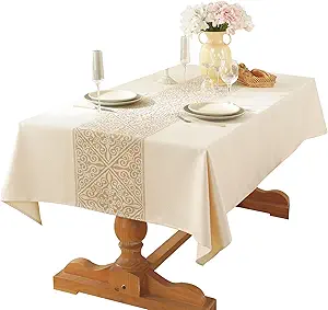 Linen Tablecloths for Rectangle Tables,6 FT Table Cloth Advanced Waterproofing Technology for Dinningroom,Farmhouse