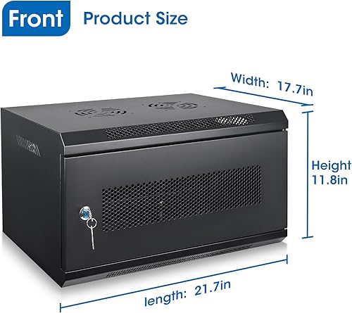 Miniatura 3 de Gabinete de servidor de montaje en pared 6U Gabinete de servidor de red de TI Puerta de bloqueo Negro, no requiere montaje