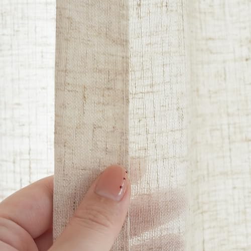 Miniatura 4 de JINCHAN cortinas de mezcla de lino para sala de estar, con bolsillo para cortinero y trabillas traseras, paneles para dormitorio y puerta de patio,