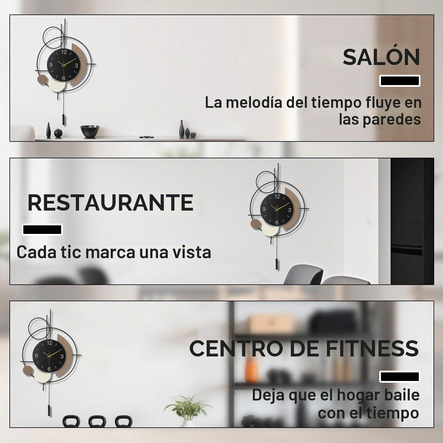 Reloj de pared con péndulo, cuarzo de calidad silenciosa, funciona con pilas, reloj de pared grande para sala de estar, cocina, hogar, baño, dormitorio, decoración de pared, 39 x 67 cm (negro)
