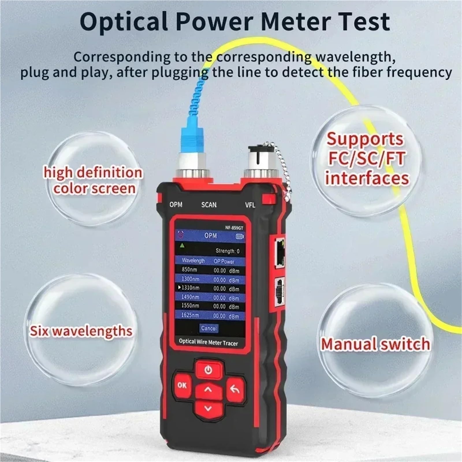 Netzwerkkabeltester, Netzwerkkabeltester, Englisch: Englisch, Leitungsdetektor, Längen-Breakpoint-Test, Rotlicht-Leistungsmesser, Multifunktionale Integrierte Maschine,für Netzwerkkabel