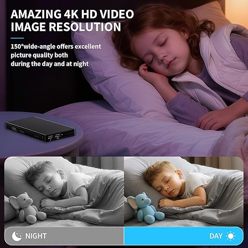 Miniatura 6 de JUSTSTONE Cámara inalámbrica con batería WiFi de 128 GB, cámara de seguridad portátil Vdeo HD1080P más pequeña, monitor de bebé con visión nocturna,