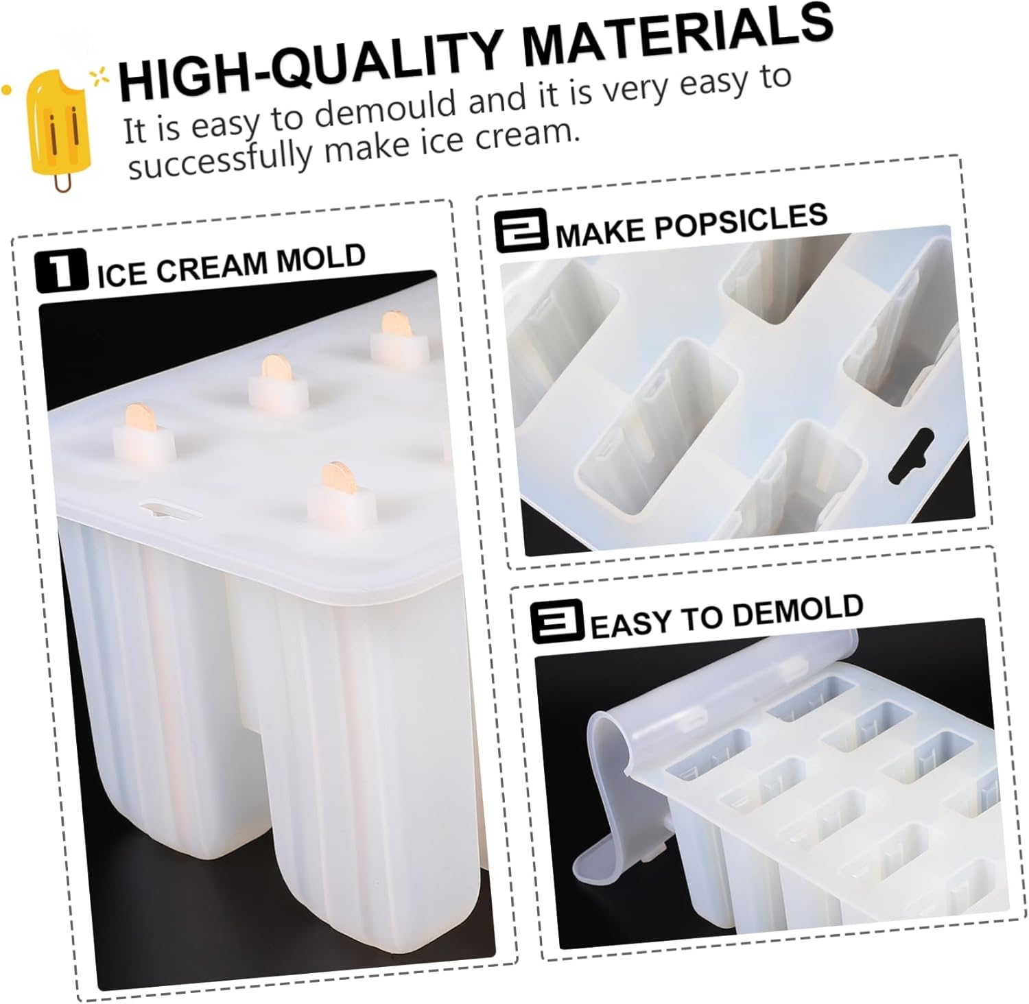 Popsicle Maker Set Diy Ice Cream Mold Wooden Sticks Silicone Molds for Summer Treats for Homemade Ice Pops and Desserts