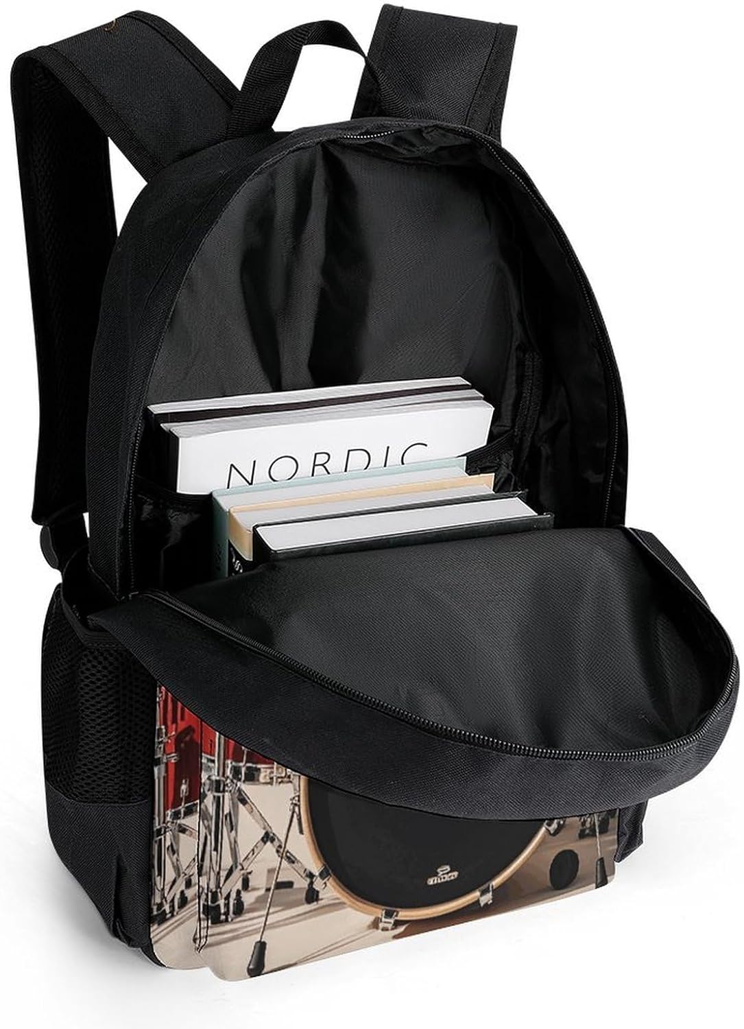 Drum Set-standard Backpack for Women Men Lightweight Sport Rucksack Casual Hiking Travel Daypack