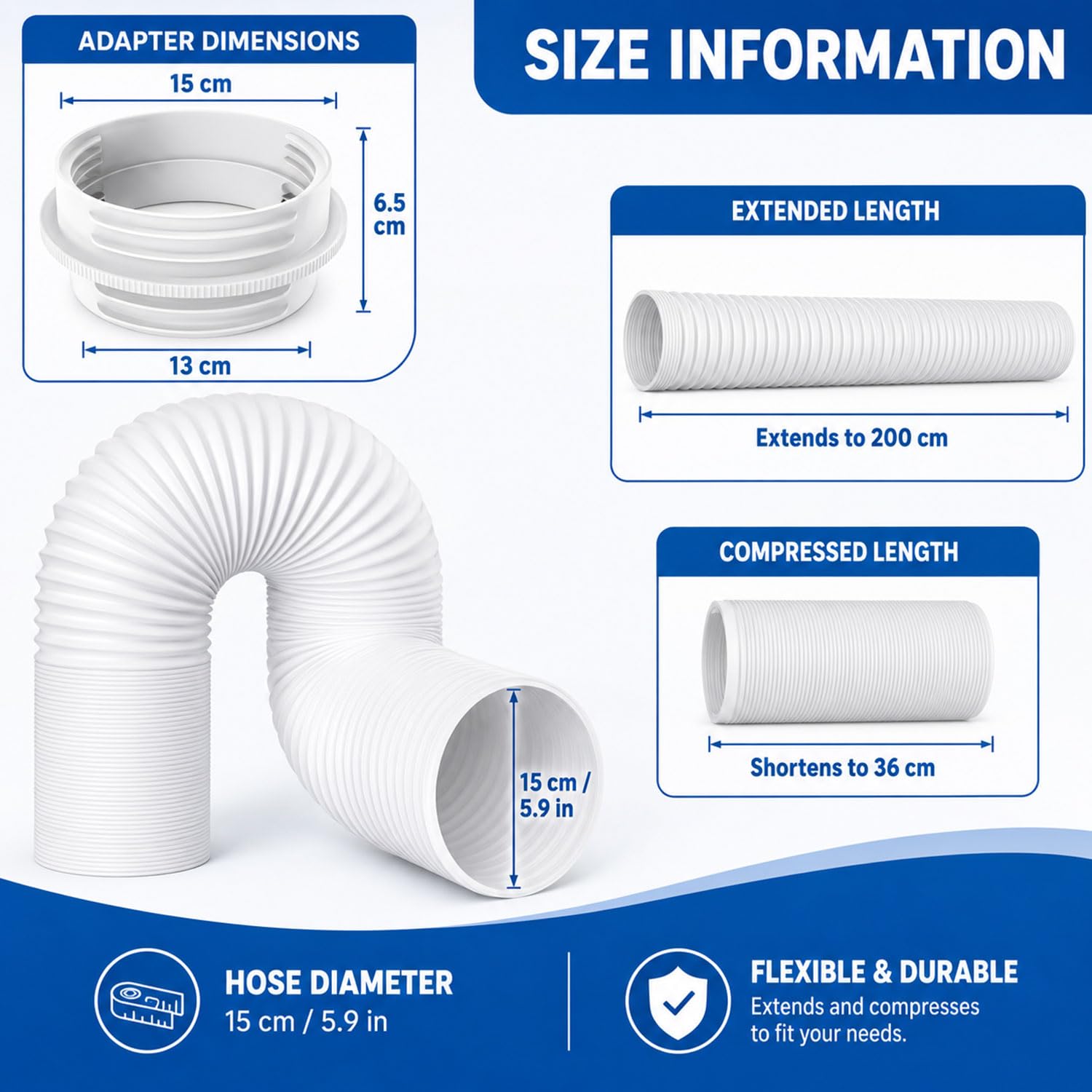 Klimaanlagen Abluftschlauch Adapter,130mm innen/150mm Außen,Schlauchkupplung für Klimaanlagen,Klima Abluftschlauch,Klimaanlage Abgasschlauchanschluss,Tragbare Klimaanlage Rund Schnittstelle