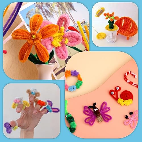 Miniatura 6 de 100 piezas de tallos de felpilla para limpiar tubos, color azul claro, suministros para manualidades, palos peludos, limpiador de tuberías de